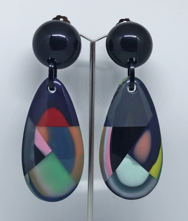 Boucles d'oreilles clips goutte dominante grise MARION GODART - Boucles ...