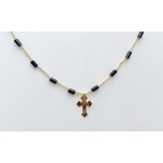 Collier onyx, croix plaqué or 40 cm La Belle Simone - Copie