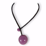 collier céramique galet mauve cuir 4mm long 42cm gévole