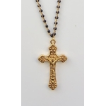 Collier religieux en émail noir croix et chaine doré  44 cm  + ralonge - La belle Simone Bijoux 69 - 2