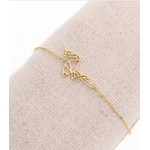 M5C121B  Bracelet flamant rose origami doré avec chaine de sécurité pendentif H2.00cm L1.20cm acier inoxydable - Mile Mila 20.40