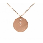M1C066 Collier la vie est belle or rose Lg 37cm + 5cm rallonge pendentif diametre 1,50cm acier inoxydable - Mile Mila 21.9 - Copie