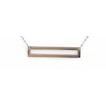 M1C018  Collier rectangle  argent Lg 37cm + 5cm rallonge pendentif H 3.50cm L0.70cm acier inoxydable - Mile Mila 15.9 - Copie