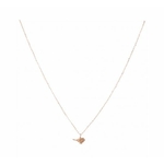 M1C112 Collier petit oiseau or rose Lg 37cm + 5cm rallonge pendentif H0.70cm L1.20cm acier inoxydable - Mile Mila 20.4