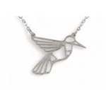 M5C19 Collier colibri origami argent Lg 37cm + 5cm rallonge pendentif H 1.70cm L2.00cm acier inoxydable - Mile Mila 15.9 - Copie