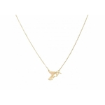 M5C19 Collier colibri origami doré Lg 37cm + 5cm rallonge pendentif H 1.70cm L2.00cm acier inoxydable - Mile Mila 21.9