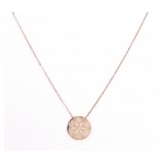 M5C107  Collier fleur origami or rose Lg 37cm + 5cm rallonge pendentif H 1.60cm L1.60cm acier inoxydable - Mile Mila 20.4