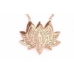 M5C108  Collier lotus or rose Lg 37cm + 5cm rallonge pendentif H 1.60cm L2.00cm acier inoxydable - Mile Mila 20.4 - Copie