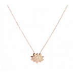 M5C108  Collier lotus or rose Lg 37cm + 5cm rallonge pendentif H 1.60cm L2.00cm acier inoxydable - Mile Mila 20.4