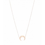 M5C39 Sautoir demi-lune or rose Lg 75cm + 5cm rallonge pendentif H 2.00cm L2.00cm acier inoxydable - Mile Mila 21.9-