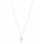 M5C142 Sautoir croix argent Lg 75cm + 5cm rallonge pendentif H 2.50cm L 1.50cm acier inoxydable - Mile Mila 15.9
