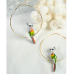 Boucles d'oreilles Grandes Créoles Oiseau Coua Huppé NACH J385 78€