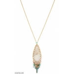 Collier pendentif bohème-chic nacre blanche I turquoise Collection Timor - Satellite Paris