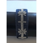 Bracelet MOON collection broderie - toile de jean et fils d'argent - Hanna Wallmark 229 18cm jean