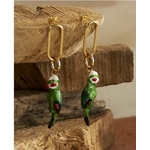 Boucles d'oreilles pendantes Perroquet Vert & Rouge - Nach