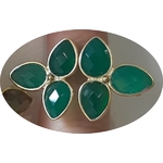 Bague réglable onyx vert double fleur plaqué or - La belle simone