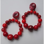 Boucles d'oreilles BASTILLE rouge marbré clips - Francine Bramli