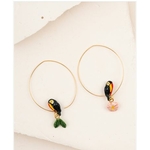Boucles d'oreilles créoles toucan fleur et feuille - Nach