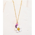 Collier perroquet violet et fleur - Nach