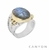 Bague en argent grand modèle scarabée labradorite et 2 perles blanches - Canyon r5246