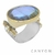 Bague argent très grand modèle jaspe labradorite sens largeur 2 perles synthétiques sertissage anneaux laiton - Canyon r5251