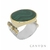 Bague argent très grand modèle malachite ovale sens largeur 2 perles synthétiques sertissage anneaux laiton - Canyon r5249
