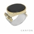 Bague argent très grand modèle onyx noir ovale sens largeur 2 perles synthétiques sertissage anneaux laiton - Canyon r5248