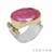 Bague argent très grand modèle sillimante rouge ovale sens largeur 2 perles synthétiques sertissage anneaux laiton - Canyon r5252