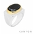 Bague argent rectangle décorée d'un onyx noir ovale serti de laiton - Canyon R5280