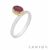 Bague argent petite sillimante rouge ovale droite décalée sertie laiton - CANYON R5309