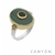 Bague argent et laiton ovale grande malachite petit onyx noir - Canyon