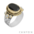 Bague argent et laiton onyx ovale, 3 perles blanches - Canyon