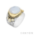 Bague argent et laiton pierre de lune ronde et 3 perles blanches - Canyon
