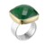 Bague argent decorée d'un onyx vert carre serti de laiton et pose sur un anneau en argent plat et large argent 925 - Canyon