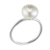 Bague argent composée d'une perle blanche boule decore d'un oxyde blanc et pose sur un anneau en argent rond et fin argent 925 - Canyon