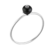 Bague argent composée d'un petit onyx noir boule décoré d'un oxyde blanc et posé sur un anneau en argent rond et fin argent 925 - Canyon