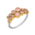 Bague argent composée de 14 céramiques roses rondes serties griffes en laiton et d'un anneau argent 925 - Canyon