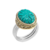 Bague argent décorée d'une fleur gravée dans une turquoise reconstituée ovale serti de laiton filigrané et d'un anneau en argent 925 - Canyon