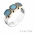 Bague anneau plat et 3 carres de labradorite argent 925 - Canyon