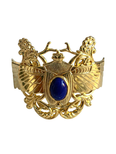 Bracelet Scarabée Khé Lapis doré Lotta Djossou de face
