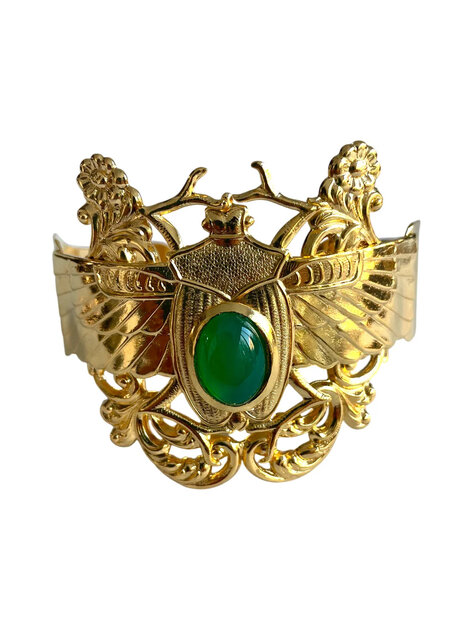 Bracelet Doré Scarabée Khé Jade Vert Lotta Djossou