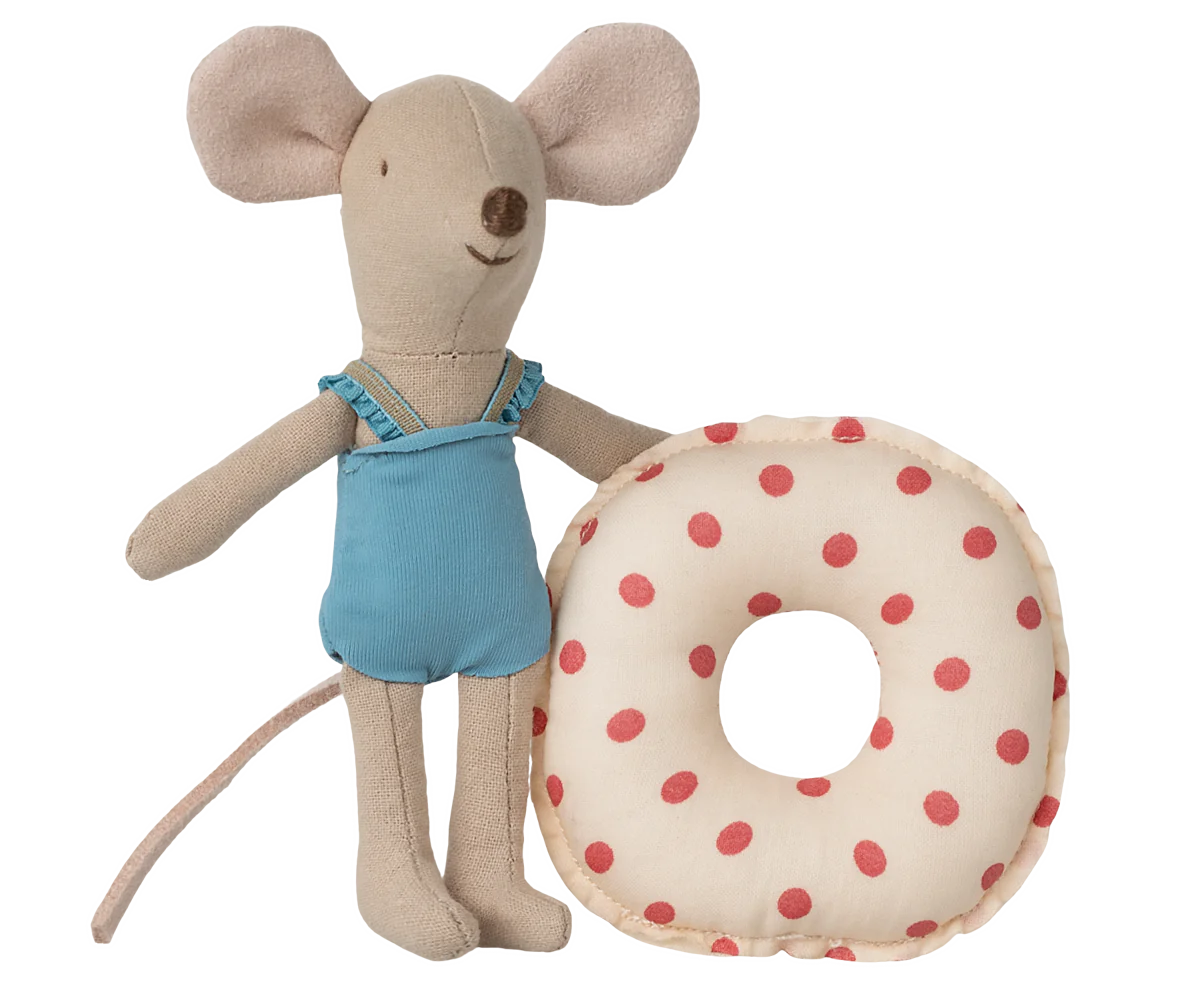 Maileg_Little_Sister_Beach_Mouse_with_Float_Red_Dot.webp