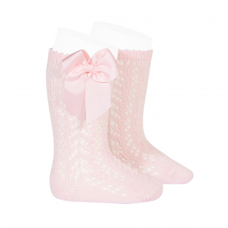 chaussettes-hautes-ajourees-avec-noeud-rose