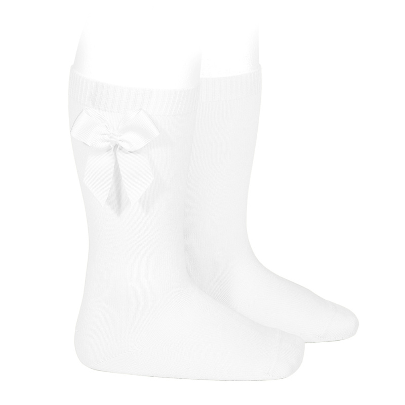 chaussettes-hautes-coton-avec-noeud-lateral-blanc
