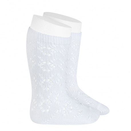 chaussettes-hautes-coton-ajouree-geometrique-blanc