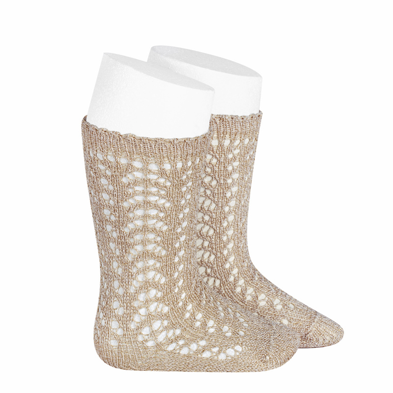 chaussettes-hautes-ajourees-avec-fil-brillant-beige