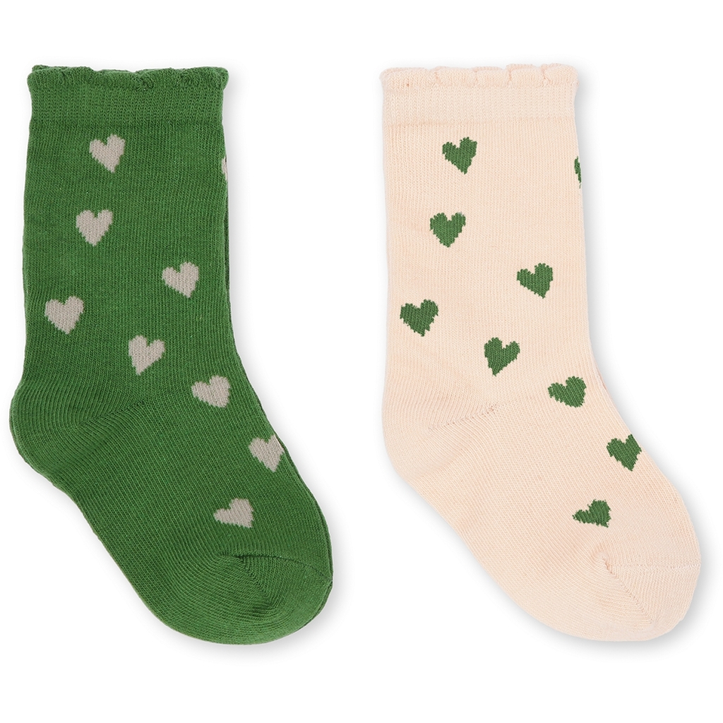 Lot de 2 paires de chaussettes à coeurs Mon Amour / Vert