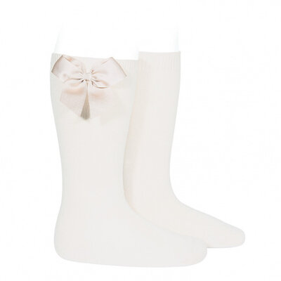chaussettes-hautes-coton-avec-noeud-lateral-creme