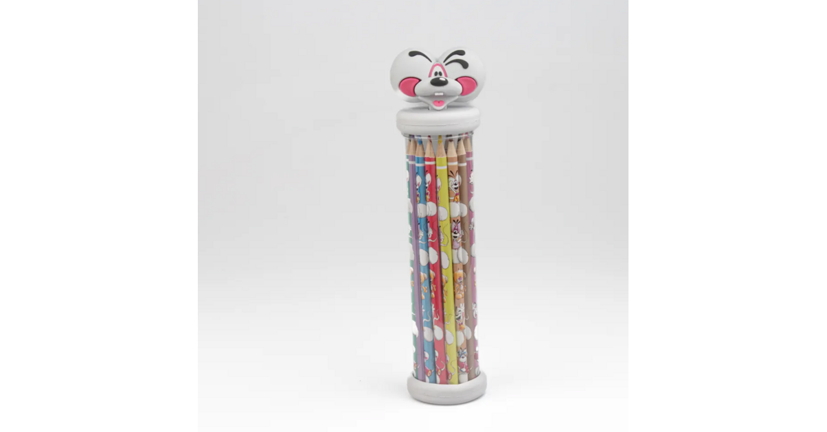 Trousse Tube Diddl 3D – Tête En Relief, 12 Crayons Inclus, Accessoire Scolaire Rétro Années 90, Cadeau Enfant Et Fan
