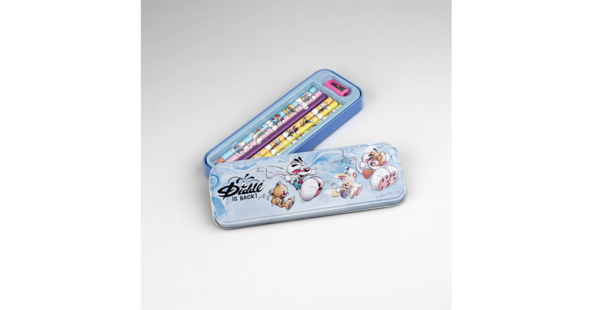 Plumier Métal Diddl Avec 6 Crayons De Couleur + Taille-crayon - Coffret Vintage Années 90 - Idée Cadeau - 2